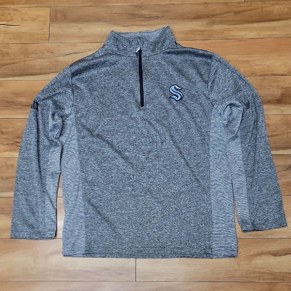 Seattle Kraken NHL Mens Gray Quarter-zip Pullover Lightweight Shirt Size Med